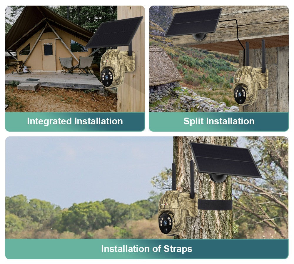 LS VISION 2K 4G Solar Security Cameras WIFI Wireless Outdoor 360° Live View Animal Monitoring Camouflage Color Battery PTZ Cam