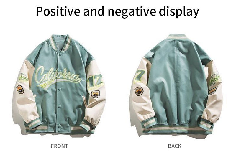 PU Leather Varsity Bomber Jacket Embroidery Pilot Baseball Jacket Men Hip-Hop Streetwear Women 2024 New Harajuku Loose Coats