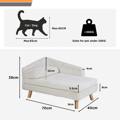 Cama Elevada para Pets Sofá de Cachorro Gato com Pernas de Madeira Sólida para Ambientes Internos Sofá em L de Pelúcia com Almofada Macia
