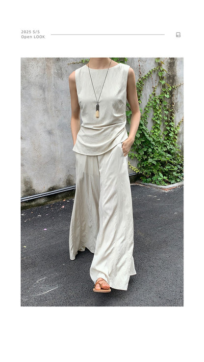 Neihe Summer Fashion Casual Wide Leg Denim Skirt Pants High-End Sensation Women's Long Pants Nine Points Seven Points Five Point