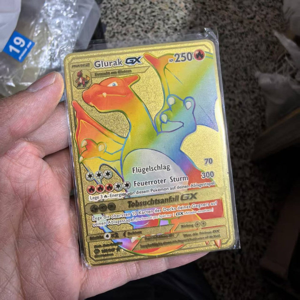 Pokémon Metal Cards em alemão Terastal Pikachu Arceus Charizard DIY Trading Flash Card Anime Cartoon Gift