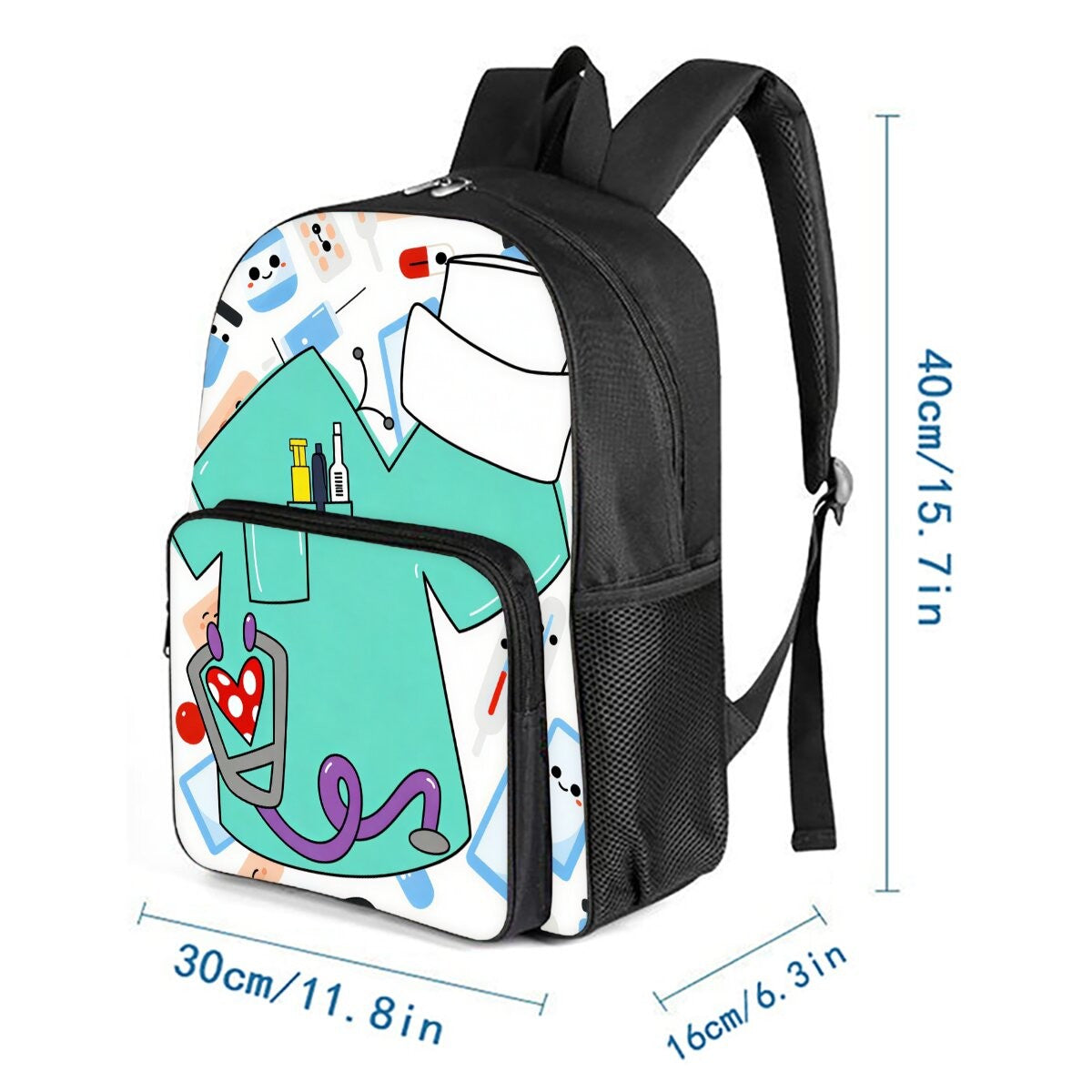 Mochila Escolar Com Bolso Frontal Quadrado Estampa de Grafite Médico Para Meninos e Meninas Melhores Presentes Mochila Escolar Infantil 3D Desenho Animado