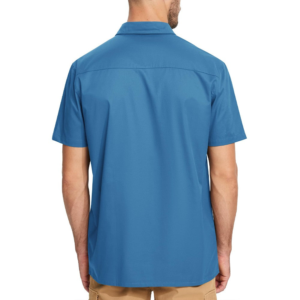 TACVASEN Quick Dry Short Sleeve Shirts Mens Casual Button Up Cargo Shirt Summer Hiking Fishing Trekking Work Shirts Outdoor Male