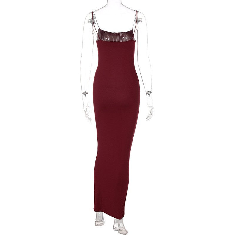 Nsangu 2024 Autumn Winter Women Solid White Black Strap Midi Dress Bodycon Sexy