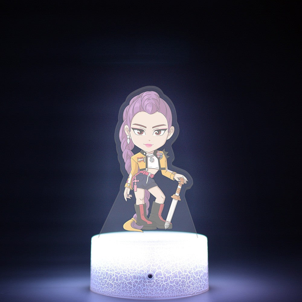 KPop K-POP Demon Hunters Kawaii Zoe Rumi Mira Saja Boys Superstar Monochrome Light Remote Control 16 Color Light Night Light