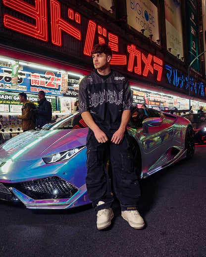 Young American oversized T-shirt summer new casual sports fitness quick drying breathable printed large mesh short sleeved shirt