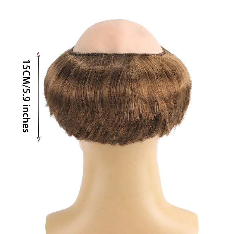 Peruca Sintética Careca Engraçada de Monge para Cosplay, Marrom Novedoso, Adequada para Festas Temáticas de Halloween e Natal, Peruca Careca de 6 Polegadas