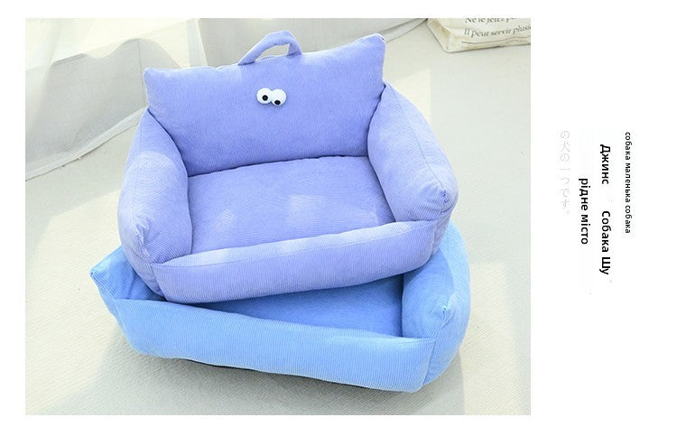 Sofá para Cães e Gatos Cartoon Sle Pet Bed Couch, Série Olhos Grandes, Travesseiro de Uso Diário Outono Inverno, Design de Sofá, Ninho para Pets, Nova Chegada