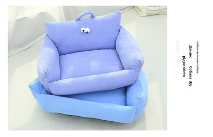 Sofá para Cães e Gatos Cartoon Sle Pet Bed Couch, Série Olhos Grandes, Travesseiro de Uso Diário Outono Inverno, Design de Sofá, Ninho para Pets, Nova Chegada