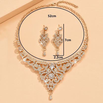 Conjunto de joias estilo palaciano com design sofisticado, joias femininas de luxo com strass incrustados