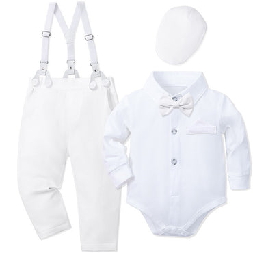 Roupa de Batismo para Bebês Meninos, Terno com Suspensório, Conjunto Formal de Cavalheiro para Casamento de Meninos da Flor, Roupa de Recém-nascido