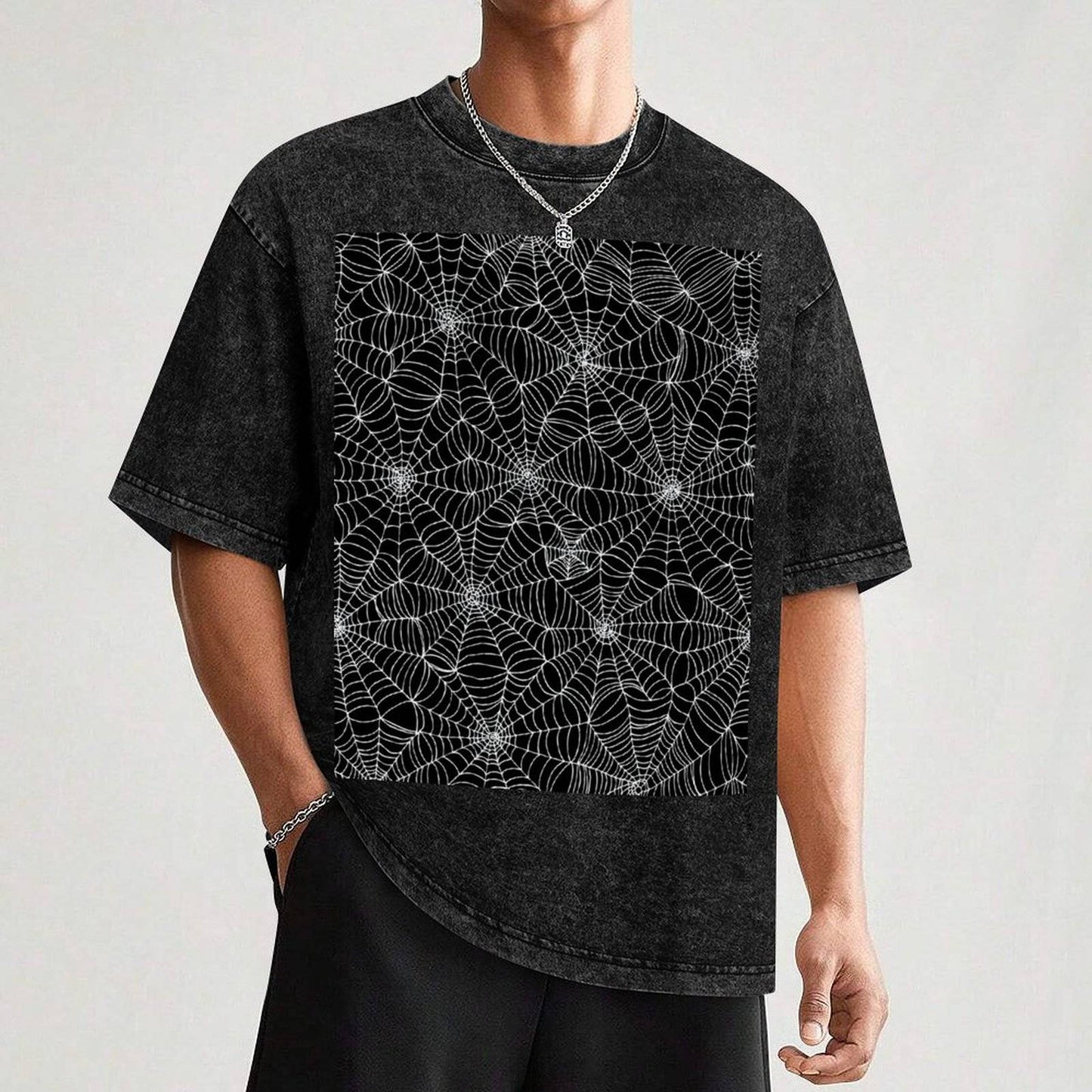 Spider web pattern - white on black by Cecca Designs T-Shirt plain Men's t-shirts