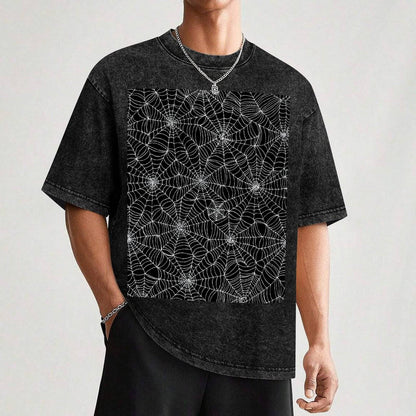 Spider web pattern - white on black by Cecca Designs T-Shirt plain Men's t-shirts