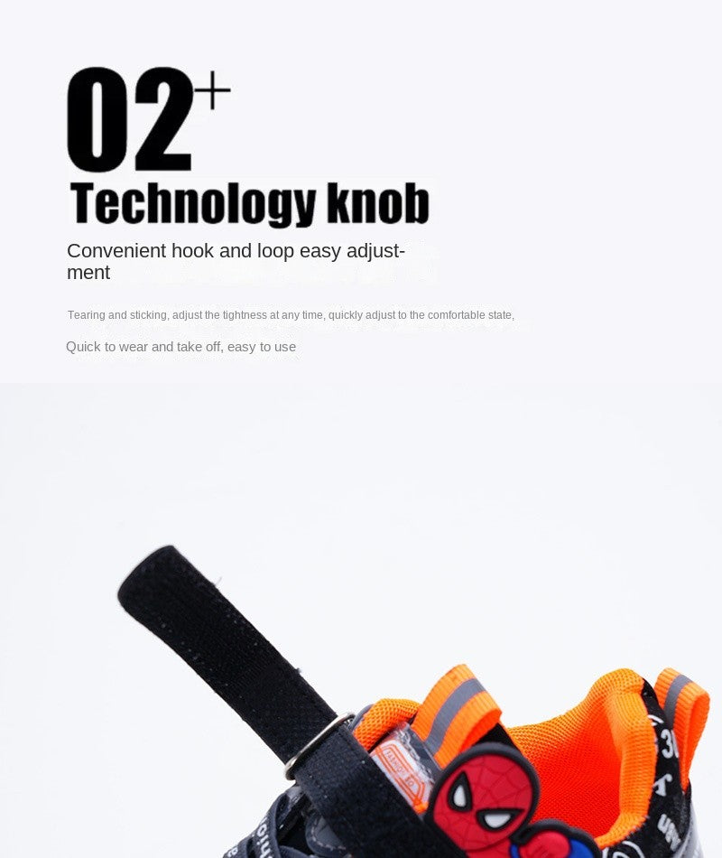 Disney LED Casual Sneakers Red Black For Spring Boys Spiderman Outdoor Shoes Children Lighted Non-slip Shoes Size 21-30