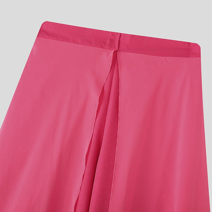 INCERUN Men's Pants Patchwork Elastic Waist Loose Casual Long Trousers Men Streetwear 2025 Fashion Male Irregular Pants S-5XL