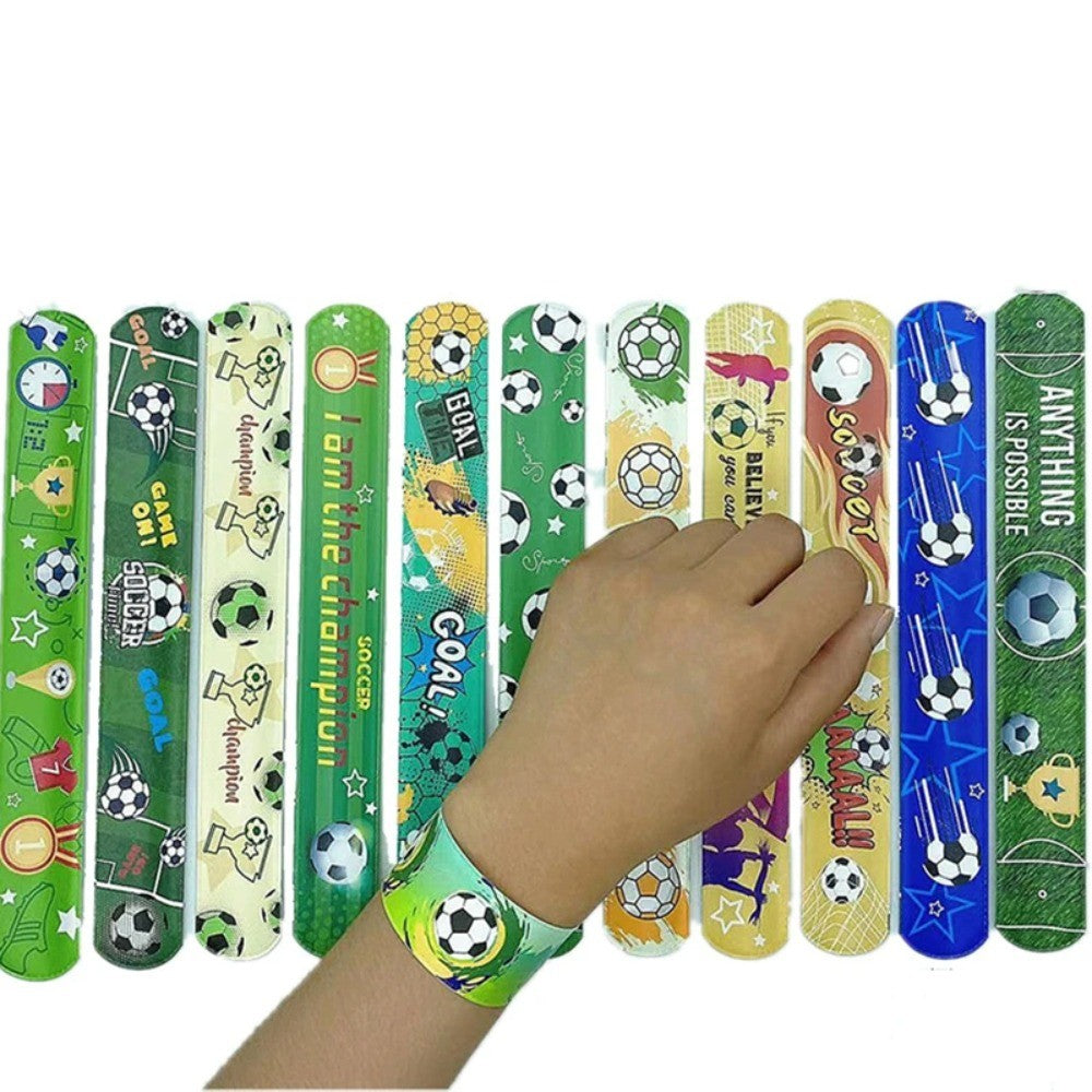 12-72Pcs Pack Football Pattern Slap Bracelets Birthday Party Favors Football Carnival Gifts Classroom Prize Giveaways Fillers