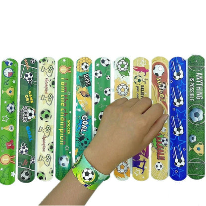 12-72Pcs Pack Football Pattern Slap Bracelets Birthday Party Favors Football Carnival Gifts Classroom Prize Giveaways Fillers