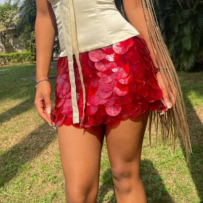 Hot Girl Party Rave Sequins Mini Skirts Women Sexy Low Rise Bodycon Skirts Y2K Coquette Sparkle Short Skirt Fashion Clubwear