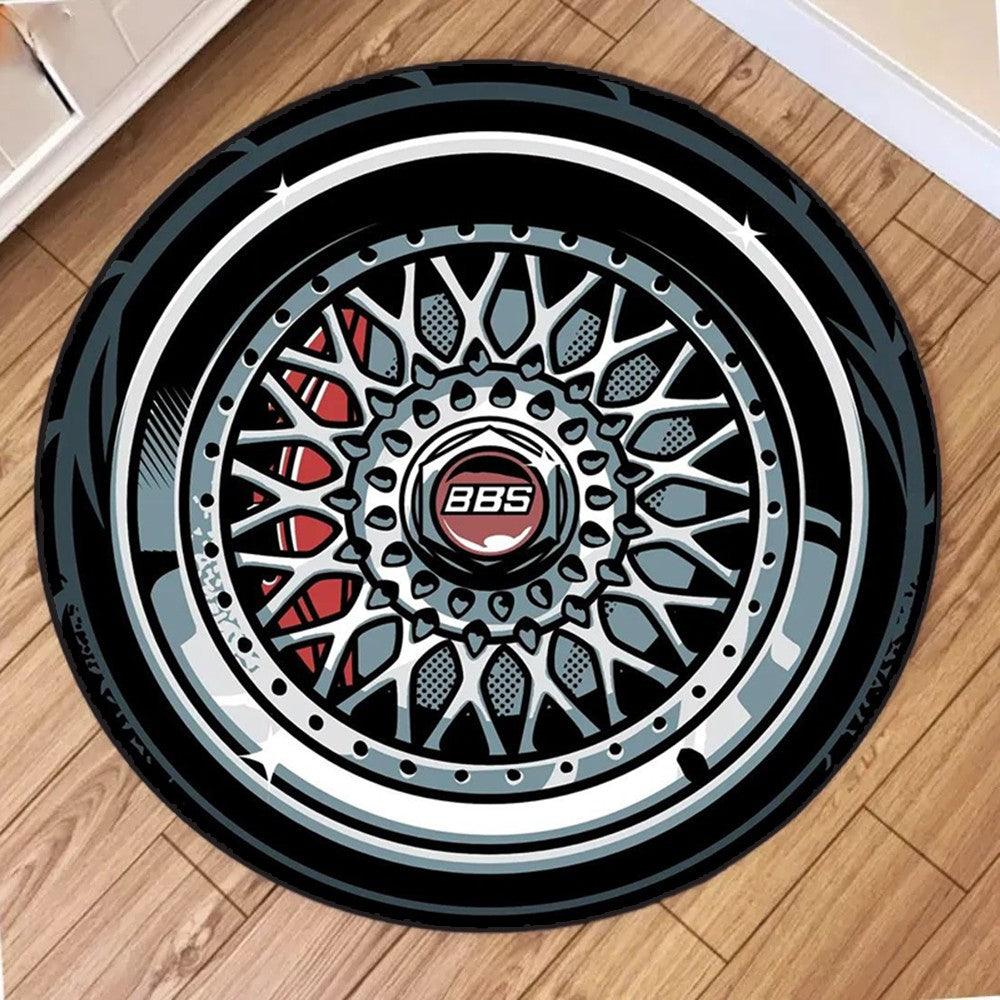 Fashion Wheels Printing Round Carpet Living Room Bedroom Kitchen Bathroom Floor Mat Soft Circle Rug Birthday Decor