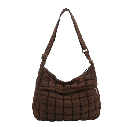 2025 New Quilted Puffer Shoulder Bag for Women Large Capacity Tote Sling Bag Fashion Casual Crossbody Satchel Bag Female Handbag