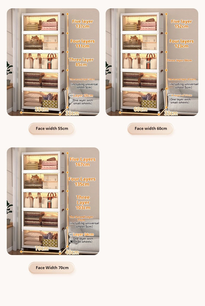 Large Volume Multifunction Folding Living Room Cabinet Closet Organizer With Wheel Stackable Sundries Large Capacity Storage Box