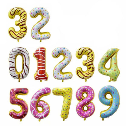 32Inch Donut globos Foil Balloon Fruit Ice Cream Helium Balloon Birthday Party Decoration Kids Toy Sweet Digital baby shower