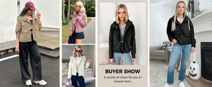 Fisoew Womens Cropped Jacket Zip Up Lightweight Hooded Trench Coat Active Outdoor Windbreaker Raincoat with Pockets