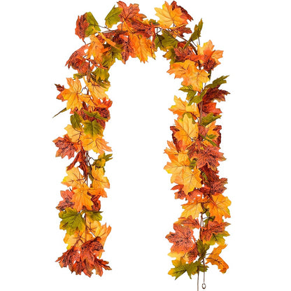 1/2Pcs 175cm Artificial Fall Maple Leaf Garland Fake Plants Autumn Decor Leaves Vine for Thanksgiving Halloween Decoration Gifts