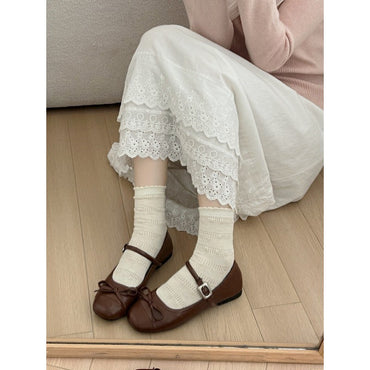 Designer Spring Women Mary Jane Shoes Fashion Square Toe Ladies Comfort Soft Sole Flats Women's Comfort Ballerinas Shoes