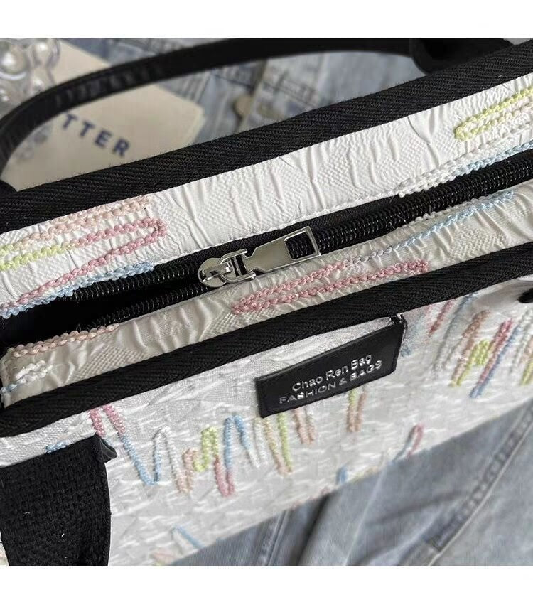 Large Capacity Canvas Bag Versatile Bag Women's Fashion Portable Shoulder Commuter Tote Bag Ethnic Style