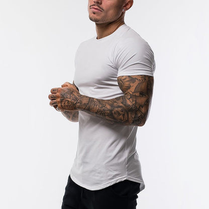 Plain Clothing Fashion T Shirt Men Cotton Breathable Fitness Mens Short Sleeve T-shirt Gym Tshirt Summer Tight Tee Shirt Homme