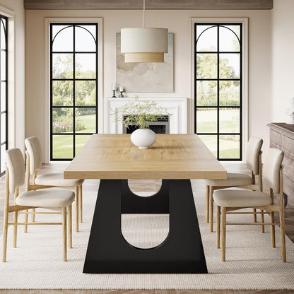 Rustic Rectangular Dining Table by Tribesigns for 6-8 People, 70.9-Inch Wood, Black Wooden Legs, Farmhouse Style Centerpiece