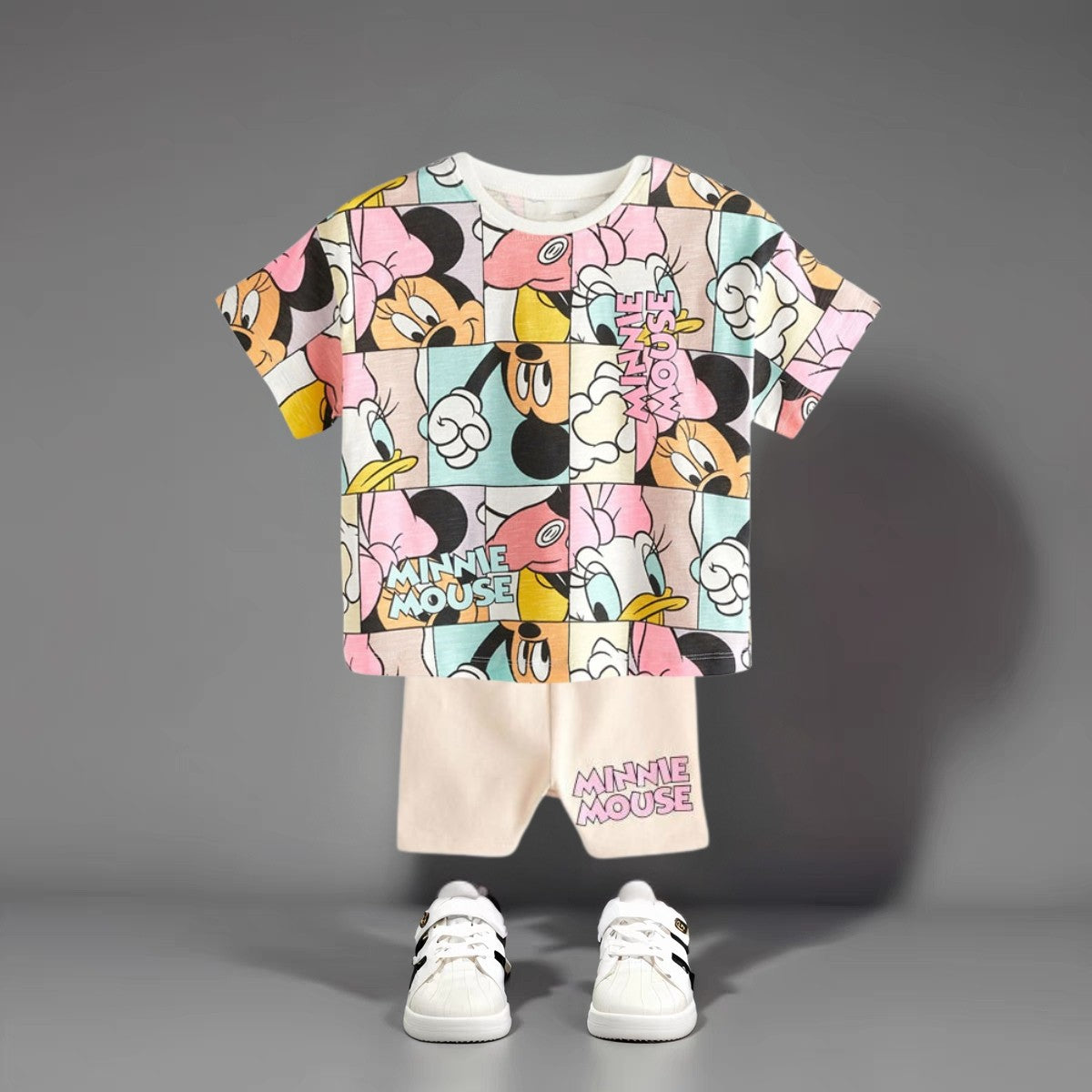 Cartoon Minnie Mouse Girls Short Sleeve Suit Boutique Children's Wear Set Summer Clothes Cartoon Cute Baby Girl T-shirt + Shorts