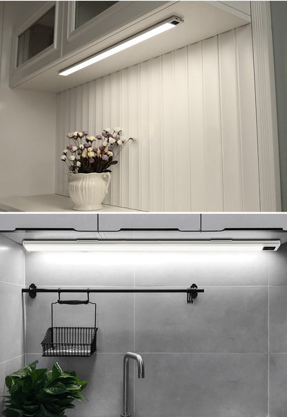 Ultra-thin USB LED Cabinet Light Hand Sweep / PIR Motion Sensor LED Rechargeable Aluminum kitchen Lamp Portable Night Lighting