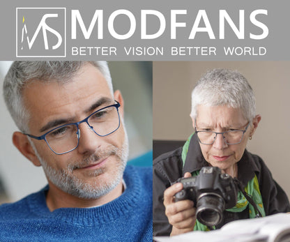 Óculos de Leitura Modfans Luz Azul para Homens Armação de Metal Leitores de Revista Lente para Presbiopia Lupa Dioptria +0.75~4.0