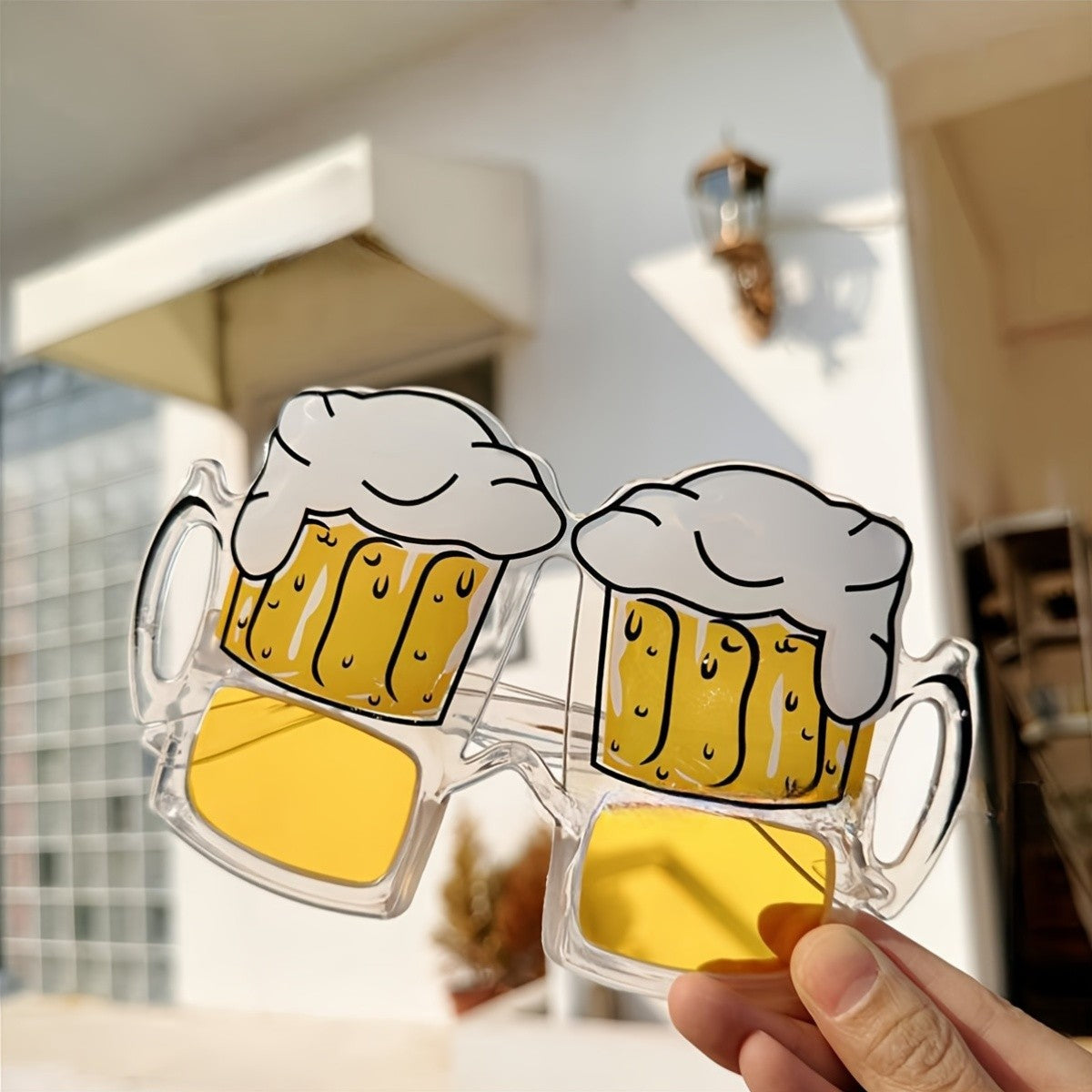 Novelty Bubble Beer Mug Glasses Plastic Durable Design - Tropical Theme Photo Booth Props for Beach Parties Bars & Bat Mitzvahs