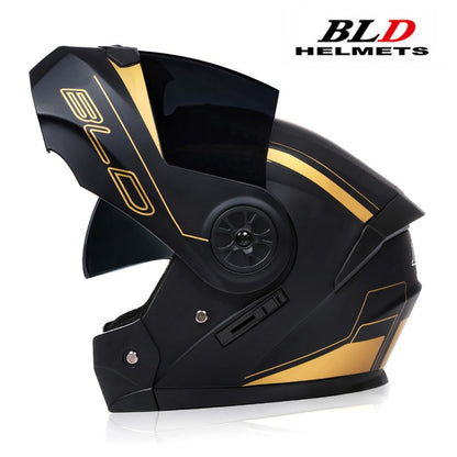 BLD Capacete Fechado Personalizado para Moto Masculino Feminino Capacete Moderno com Viseira Dupla Motocross Corrida Articulado Casco Moto