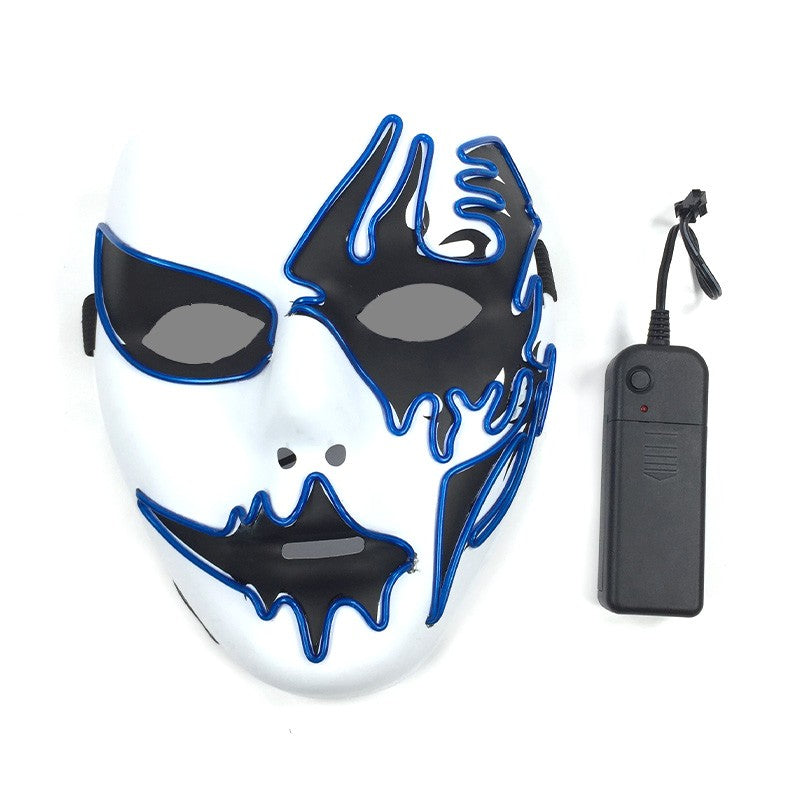 LED Hand-painted Mask Halloween Carnival Masquerade Cosplay Horror Accessory Men's Mask Weird Face Mask Glowing Mascara Disfraz
