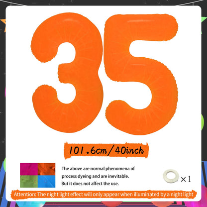 Orange Fluorescent Neon Digital Balloons Glowing Party Balloons Used for Birthday Parties, Anniversaries, Holiday Decorations