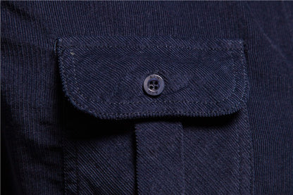 2021 New Single Breasted 100% Cotton Men's Shirt Business Casual Fashion Solid Color Corduroy Men Shirts Autumn Slim Shirt Men
