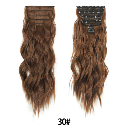 Jeedou 185g Thick Soft Hairpieces Clip in Hair Extensions 6PCS Water Wavy Long 24Inch Synthetic Hair for Women Party Daily Use