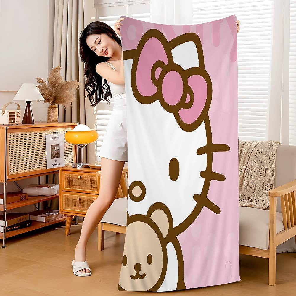 Kawaii H-Hello Kitty Microfiber Beach Towel Absorbent Quick Dry Soft Yoga Swimming Resort Mountain Climbing Towel