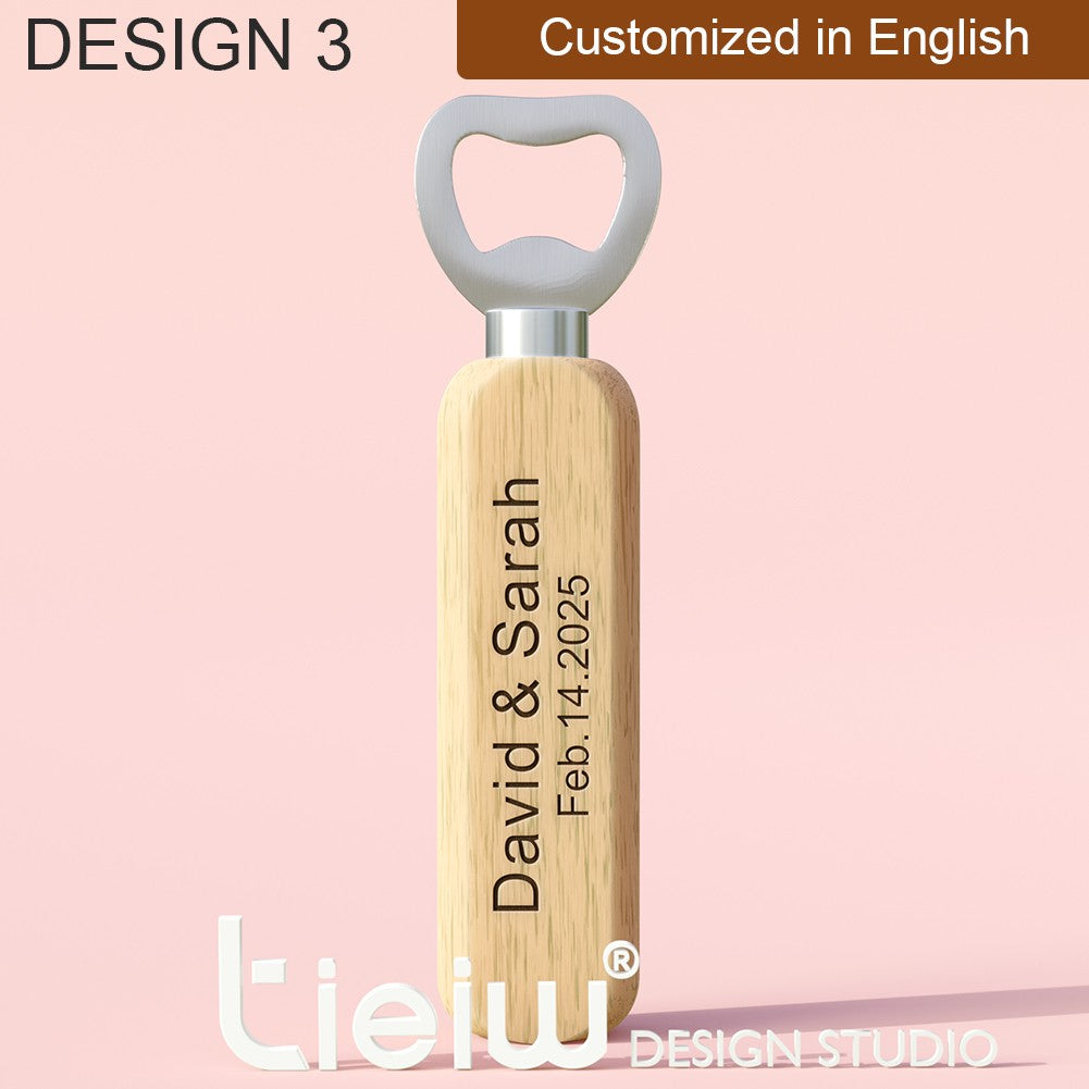 12PCS Custom Wedding Gift Bottle Opener Wedding Favors for Guests Personalized Wooden Opener as Gift for Wedding Decoration
