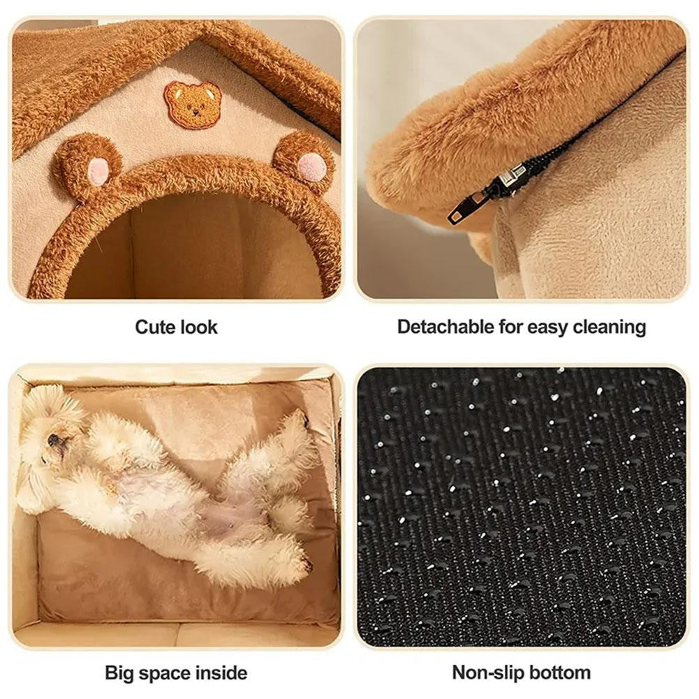 Casa Quente para Pets Engrossada Casa de Gatos e Cães Inverno Quente Universal para Todas as Estações Removível e Lavável Nova Fofa Confortável