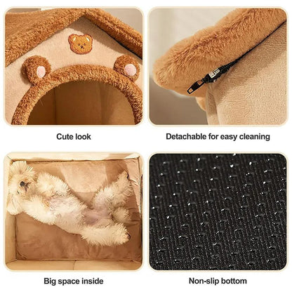 Casa Quente para Pets Engrossada Casa de Gatos e Cães Inverno Quente Universal para Todas as Estações Removível e Lavável Nova Fofa Confortável