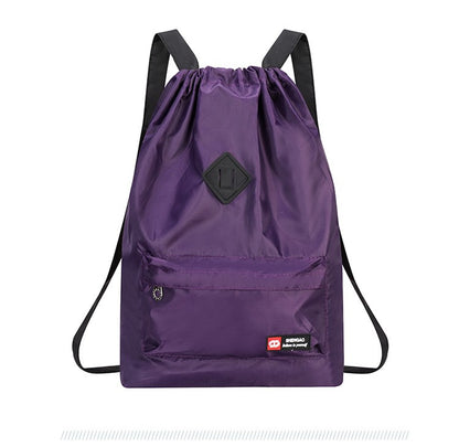 Mochila de Cordão Oxford para Exterior Unissex Bolsa Leve de Nylon Esportiva de Viagem de Grande Capacidade Versátil