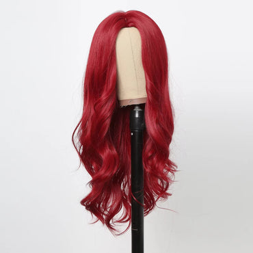Red Synthetic Wigs Long Body Wavy Wig Natural Hairline Daily Red Hair Heat Resistant Fiber Smooth Party Cosplay Wig