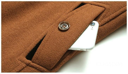 Men Winter Trench Coats Cashmere Wool Blends Man Winter Jackets Overcoats High Quality Male Business Casual Trench Coats 5XL