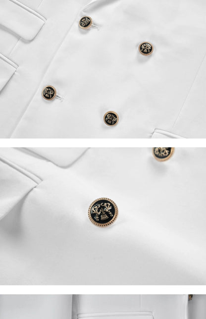 2025 Suit (Blazer+ Trousers) Men's Fashionable Gentleman Business Double-breasted British-style Banquet Host Casual Wedding Suit