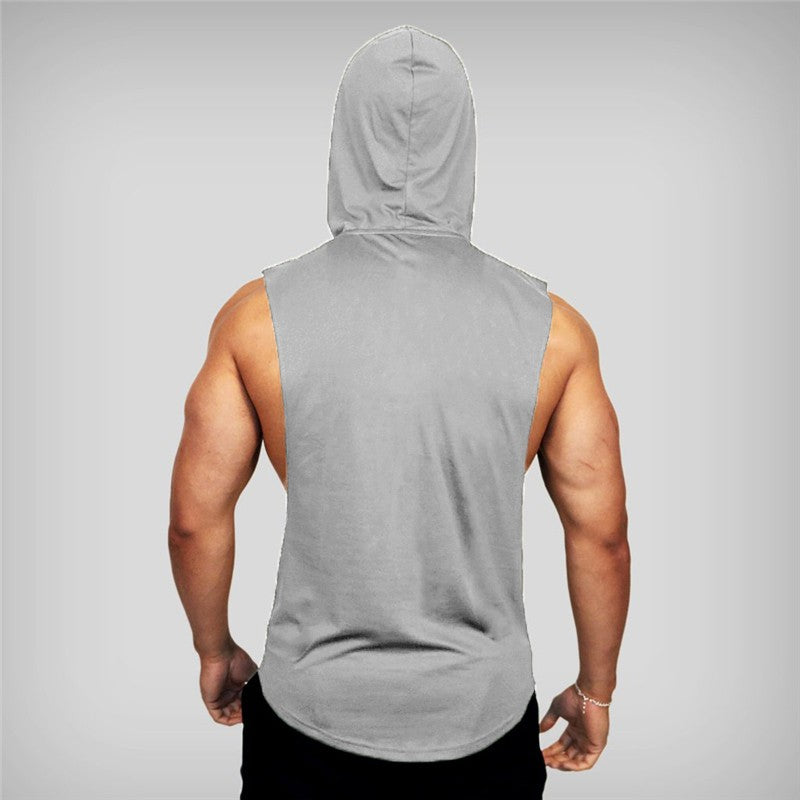Gym Fitness Loose Sleeveless Vests Street Hip Hop Basketball Hooded Tank Tops Cotton Breathable Shirt Mens Bodybuilding Hoodie